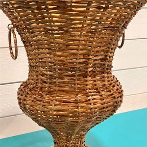 Large Wicker Urn Planter, Vase, Decor